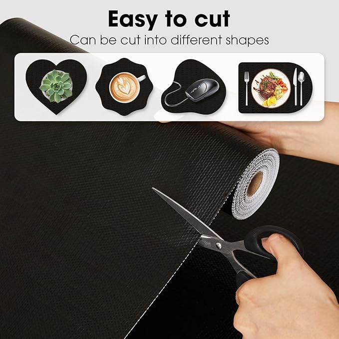 ALIUNI Drawer and Shelf Liner, Non-Slip Kitchen Cabinet Liners Non-Adhesive Thick Strong Grip Waterproof Washable Mats Protect Dresser Shelves Cupboard Bathroom Cabinets, Black, 12 in X 30 FT