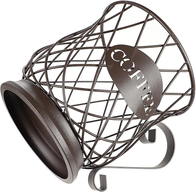 Metal Coffee Pod Storage Basket Organizer Coffee Capsule Holder for Kitchen Brown European Style
