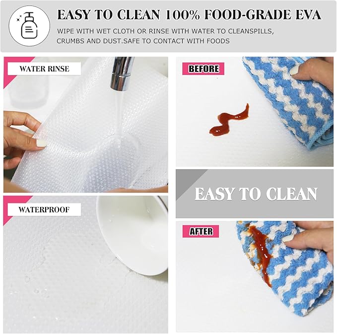 Daixers 10Pcs Refrigerator Liners, Washable Fridge Liner Shelf Mats Refrigerator Pads for Cupboard Cabinet Drawer Home Kitchen Accessories Organization (Clear)