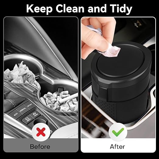 Car Trash Can Bin with Lid - 2 Packs Mini Car Garbage Can Cup Holder-Black Small Leakproof Vehicle Trash Garbage Can Bin-Automotive Car Organizers and Storage for Back Seat SUV Truck Accessories