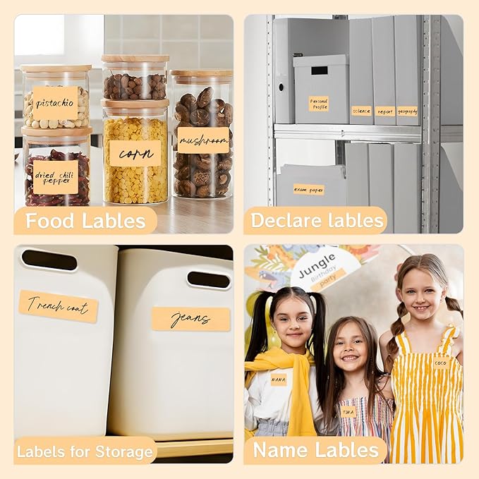 540Pcs Removable Food Labels, 3 Size Labels for Jars, Essential Oil Bottle,Spice Bottle,Food Storage Gift Label Stickers