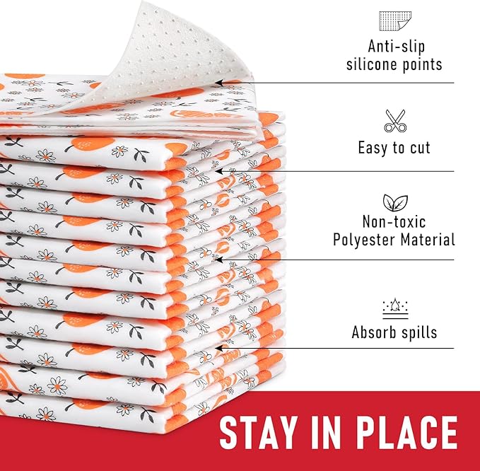 Cooyes Shelf Liners, 2-in-1 Non-Slip Fridge Mats, Absorb Excess Moisture, No-BPA Multiple Sizes for Glass Shelves, Kitchen Cabinets, Drawers (17.7 W x 24 L Inches, Dasiy-6 Pack)