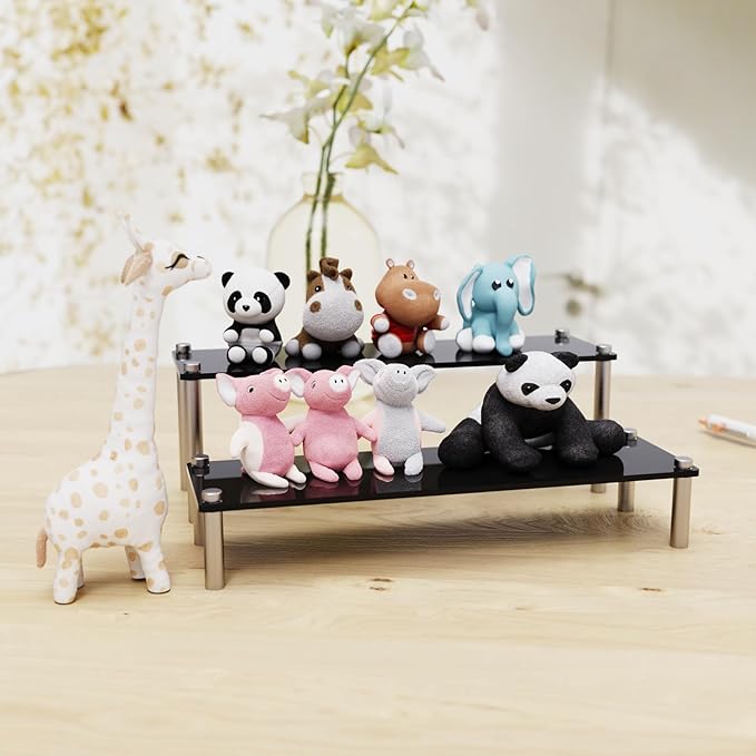 2-Tier Acrylic Display Riser Stand - Clear Organizer for Perfume, Cupcakes, Figures, Desserts, and Party Decoration