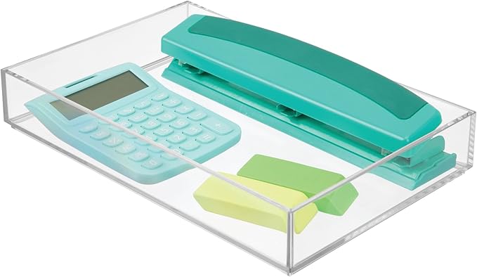 iDesign Decorative Countertop Vanity Tray Organizer for Bathroom, Bedroom, Closet, Entryway, The Clarity Collection – 8" x 12" x 2", Clear