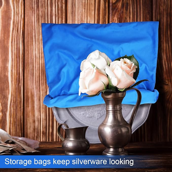 Oudain Silver Storage Bag 24 x 30 Inch Zippered Anti Tarnish Fabric Bag Protector Pouch for Jewelry Silverware Flatware Home Kitchen