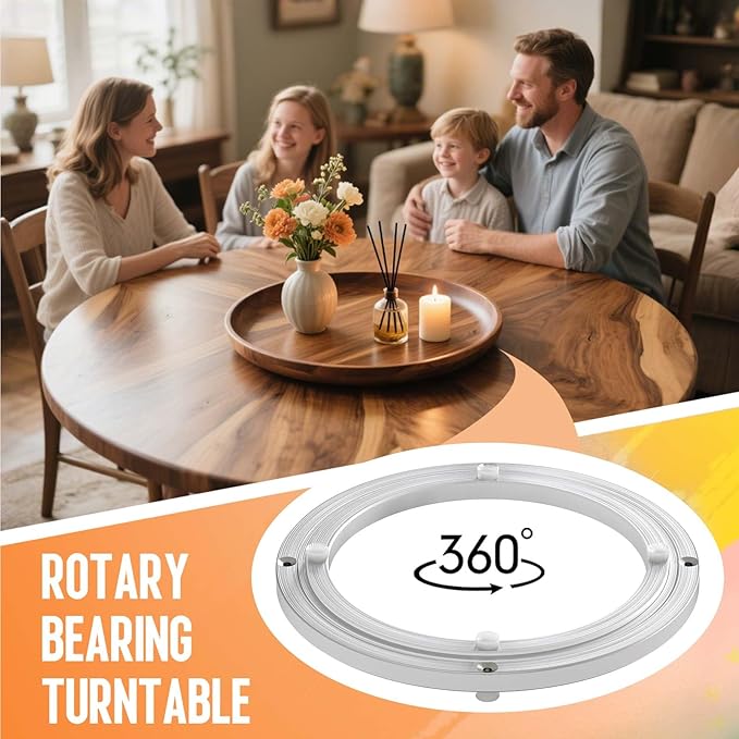 Lazy Susan Hardware, Heavy Duty Lazy Susan Bearing & Swivel Turntable - 10 Inch Rotating Bearing Plate for Round Dining Table, Smooth Swivel Mechanism