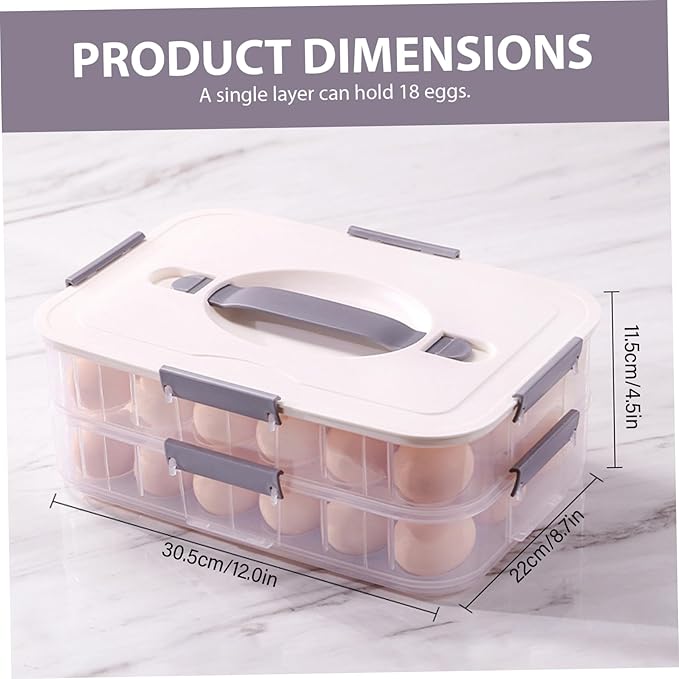 Lawnrden Container Sets, Deviled Egg Carrier 2-Layer Plastic Clear Deviled Egg Tray with Lid & Handle & Buckle Thickened 36 Holder for Fridge, Travel, Party