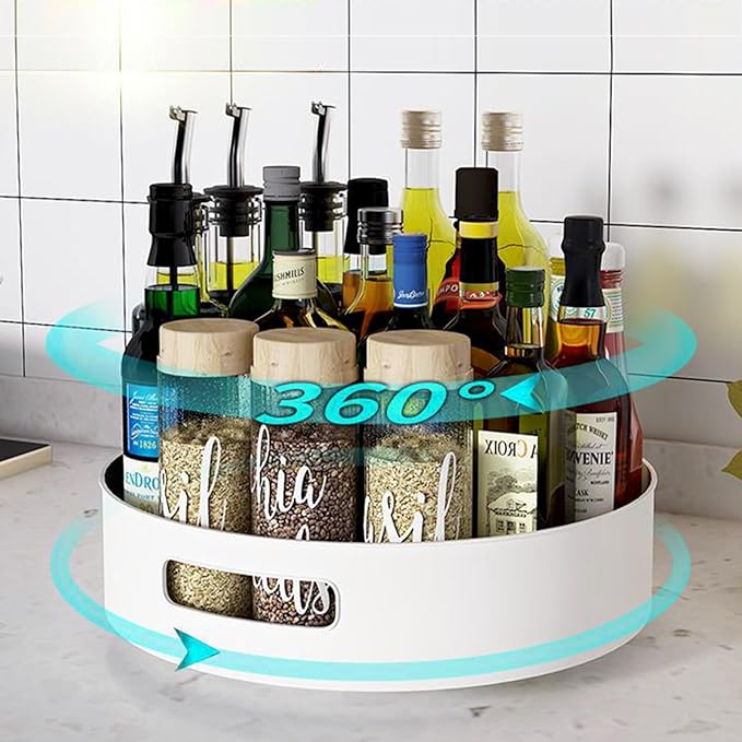 INVODA Small Lazy Turntable Organizer - 360° Rotating BPA-Free Plastic Storage Tray for Kitchen Pantry, Fridge, Bathroom Cabinet, Under Sink, Spice Rack (8.66x2.75 Inches)