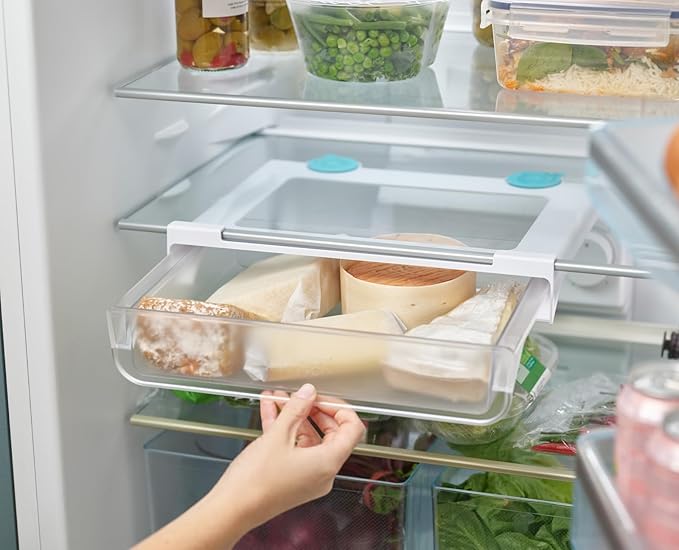Joseph Joseph FridgeStore Under-Shelf Storage Drawer, Fits Flat and Rim Edged Shelves, Clear/Blue