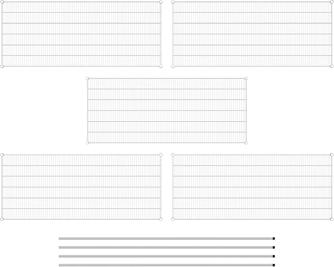 Commercial NSF Listed Chrome Stationary Wire Shelving Kit 30" x 72" x 96", with 5 Shelves Perfect for Warehouse, Walk-in Refrigerator, Freezer, Grocery Store, Restaurant, Dishroom
