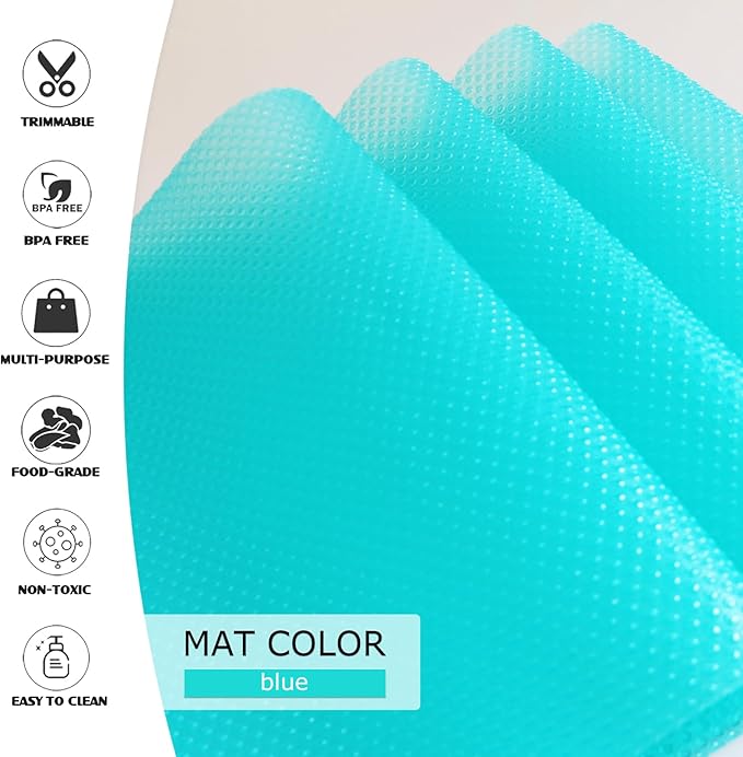 Daixers 10Pcs Refrigerator Liners, Washable Fridge Liner Shelf Mats Refrigerator Pads for Cupboard Cabinet Drawer Home Kitchen Accessories Organization (Blue)