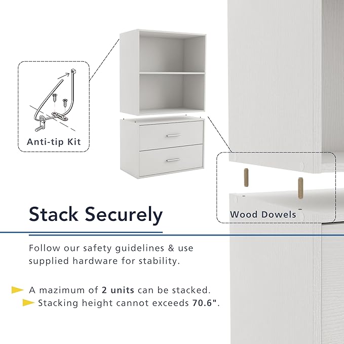 Homes: Inside + Out Apexa 6-Cube Storage Organizer Shelves, Stackable Wood Bookcase Fits Cubby Bins for Organization, Dorm Teen Room Decor & Home Office, Taupe Grey