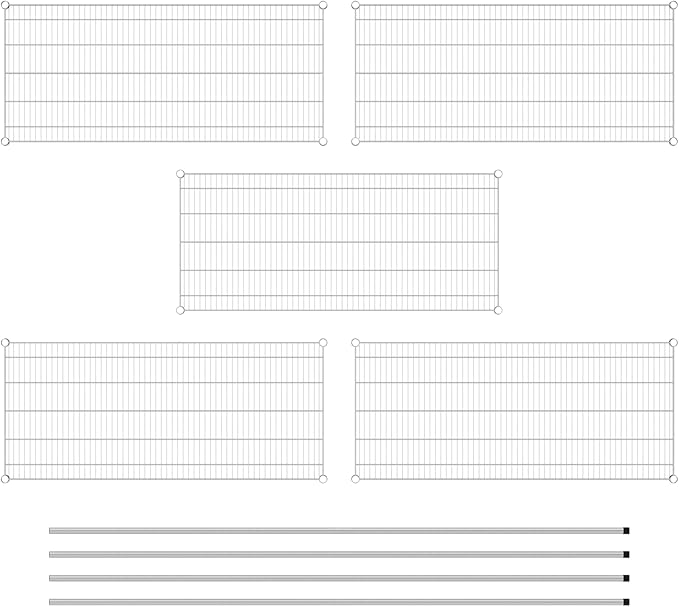 Commercial NSF Listed Chrome Stationary Wire Shelving Kit 24" x 54" x 96", with 5 Shelves Perfect for Warehouse, Walk-in Refrigerator, Freezer, Grocery Store, Restaurant, Dishroom