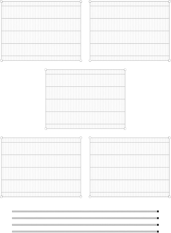 Commercial NSF Listed Chrome Stationary Wire Shelving Kit 36" x 48" x 86", with 5 Shelves Perfect for Warehouse, Walk-in Refrigerator, Freezer, Grocery Store, Restaurant, Dishroom