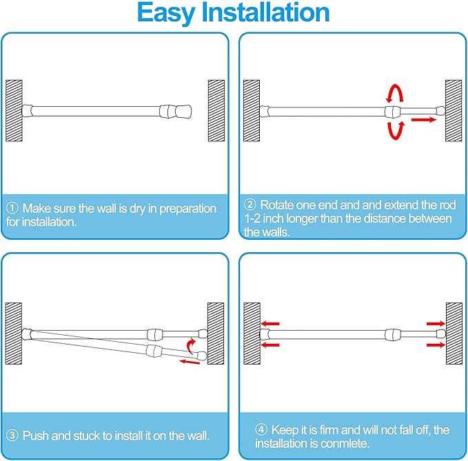 SIQUK 6 Pack Cupboard Bars Adjustable Spring Tension Rods White Refrigerator Bar Extendable Rod for DIY Projects, 15.7 to 28 Inches