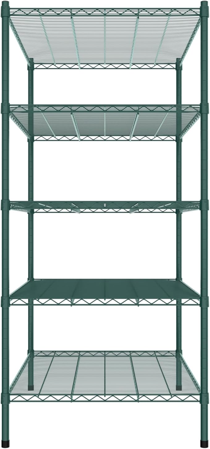 Commercial NSF Listed Green Epoxy Stationary Wire Shelving Kit 30" x 42" x 64", with 5 Shelves Perfect for Warehouse, Walk-in Refrigerator, Freezer, Grocery Store, Restaurant, Dishroom