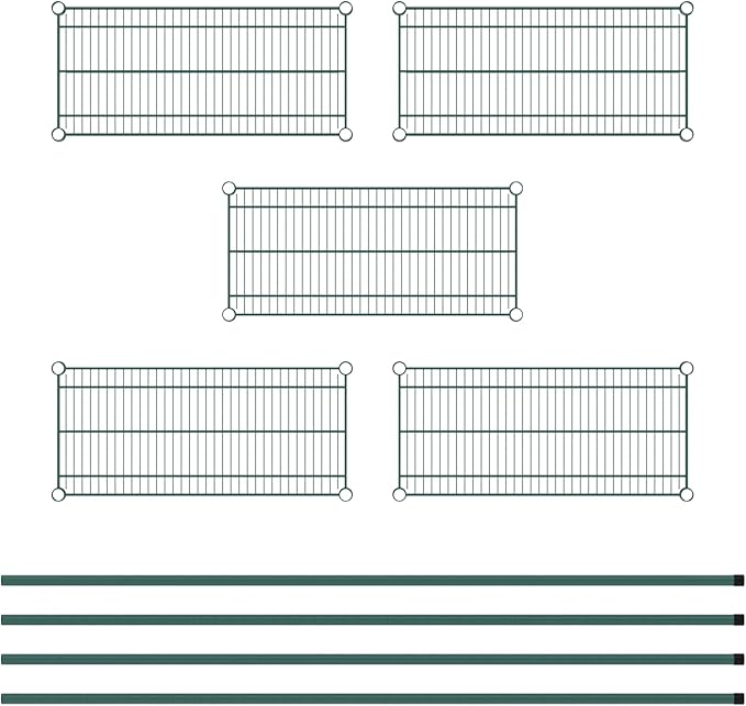 Commercial NSF Listed Green Epoxy Stationary Wire Shelving Kit 14" x 30" x 74", with 5 Shelves Perfect for Warehouse, Walk-in Refrigerator, Freezer, Grocery Store, Restaurant, Dishroom