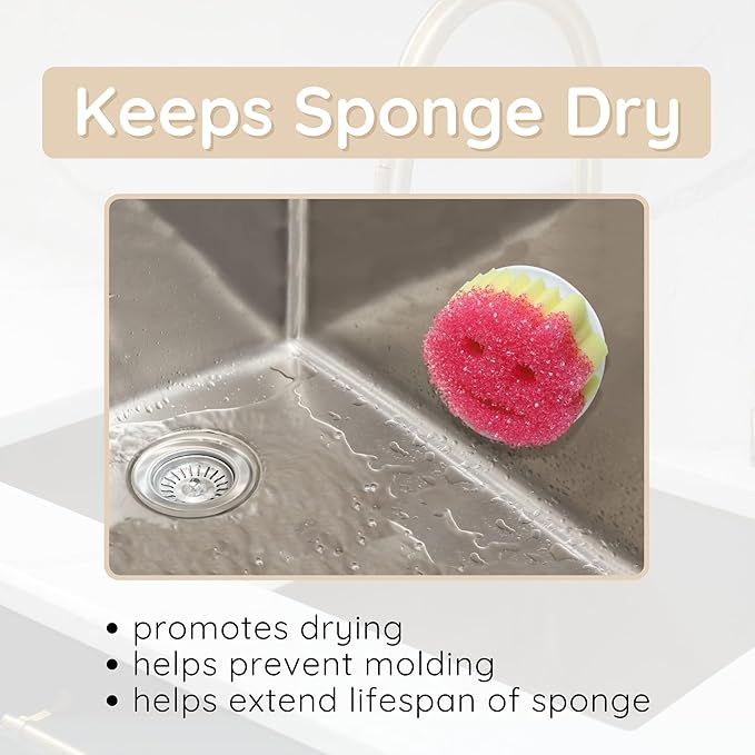 BeraTek Smiley Face Sponge Holder for Kitchen Sink - Stop Soggy Sponges, In Sink Sponge Holder with Suction Cup - Sponge Caddy Fits Most Happy Face Sponges - Combo Pack 1 White, 1 Black, and 1 Pink