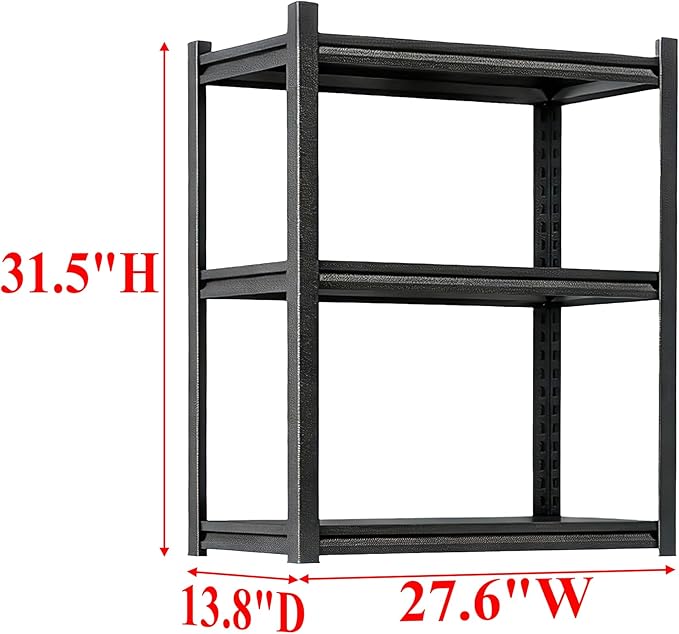 Pantry Kitchen Shelves, Metal Shelving, 3 Tier Bakers Rack With Storage Pantry Shelf, 1800 Lbs Industrial Shelving Stand, Kitchen Storage Organization Free Standing Shelves, Black 27.6"W×13.8"D×31.5"H