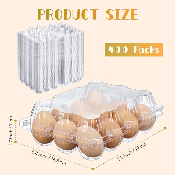 Zubebe 250 Pcs Plastic Egg Cartons Clear Egg Cartons Bulk Blank Tray for Chicken Farm Business Market Home Refrigerator Storage