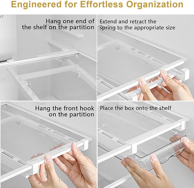 Egg Storage for Refrigerators,Egg Holder for Fridge,Pull Out with Handle,Eggs 18 Count Fit for Refrigerator Shelf Under 0.6 Inch,Easy to Install