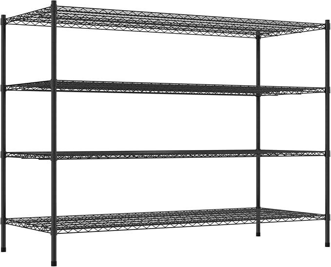 Commercial NSF Listed Black Epoxy Stationary Wire Shelving Kit 30" x 72" x 54", with 4 Shelves Perfect for Warehouse, Walk-in Refrigerator, Freezer, Grocery Store, Restaurant, Dishroom