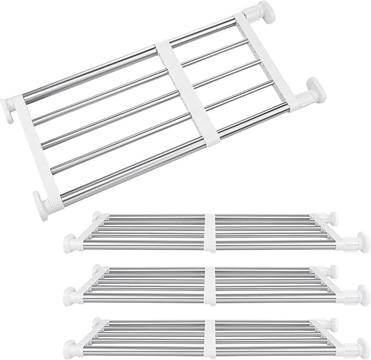 Geetery 4 Pcs Closet Tension Shelf Rod Metal Expandable Shelf Organizer Adjustable Closet Shelves Rack DIY Dividers Separators for Cabinet Storage Locker Clothes(23.62–39.37 Inch)