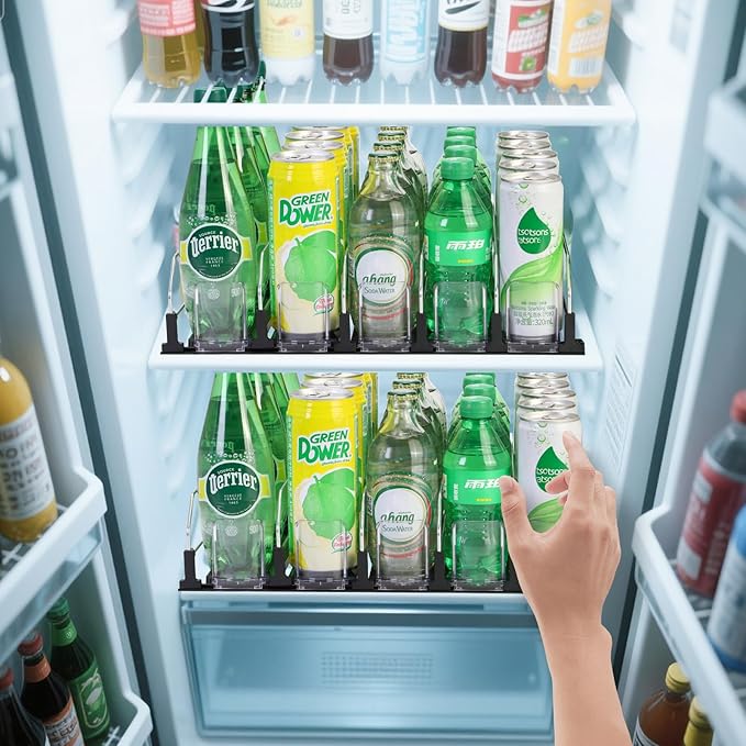 Upgraded Drink Organizer for Fridge，Soda Can Dispenser for Refrigerator，Automatic Self-Pushing Drink Pusher，Space-Saving Fridge Storage，Holds up to 25-30 Cans, 5 Row