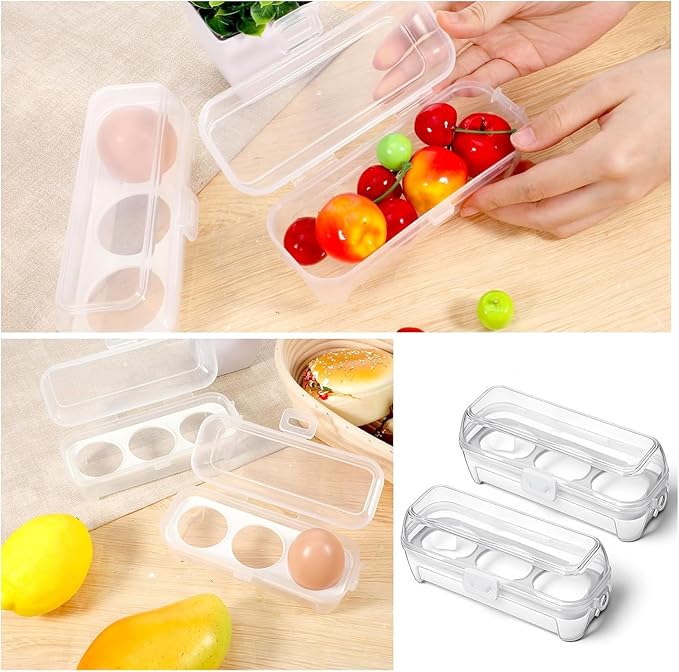 2 PCS Camping Egg Container, Portable Eggs Carrier for Outdoor, Hiking, Kitchen, Refrigerator, Trekking with Removable Dividers (4-Compartment)