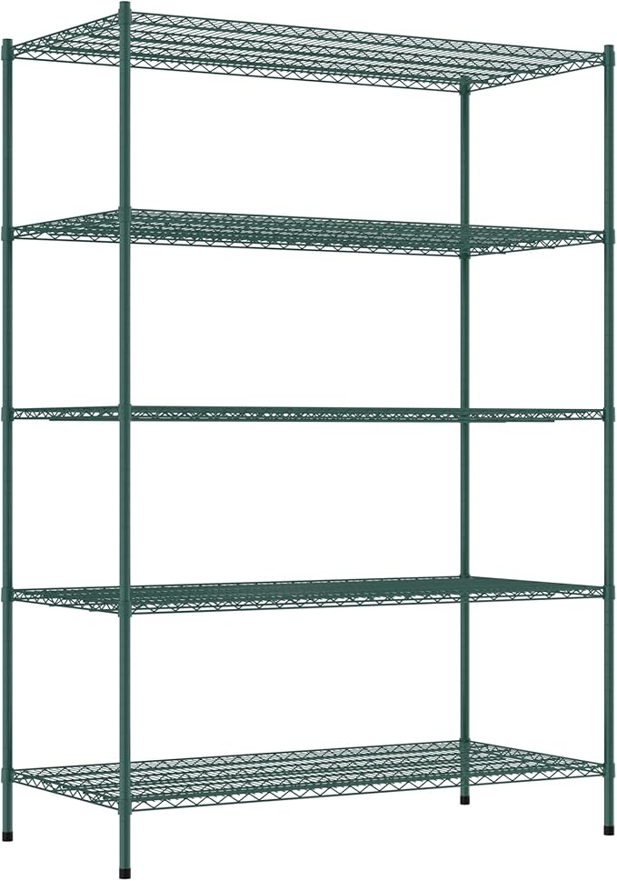 Commercial NSF Listed Green Epoxy Stationary Wire Shelving Kit 30" x 60" x 86", with 5 Shelves Perfect for Warehouse, Walk-in Refrigerator, Freezer, Grocery Store, Restaurant, Dishroom