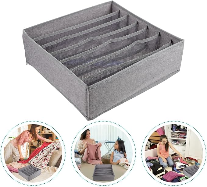 Foldable Cloth Storage Box with Compartments Washable Drawer Organizer for Underwear Socks Bras Collapsible Closet Divider Bin for Neat Clothing Arrangement and Easy Storage