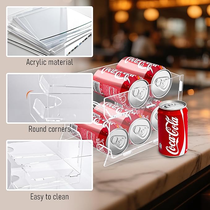 Mini Fridge Soda Can Organizer, Mini Fridge Soda Holder, Mini Fridge Can Organizer for Canned Food Beer Can Hold up to 6 Drinks
