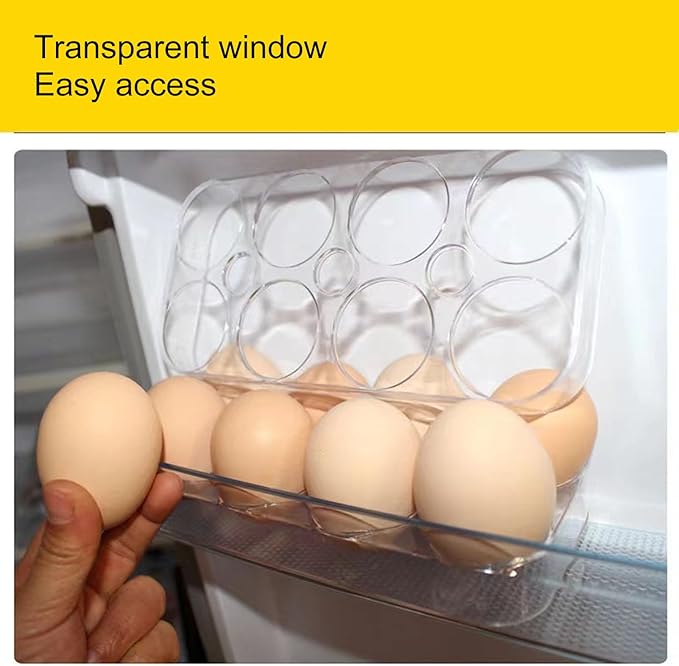 2PCS 8 Grids Egg Holder for Fridge, Clear Egg Container Refrigerator Organizers and Storage Independent Slots for Kitchen Cabinet Refrigerator