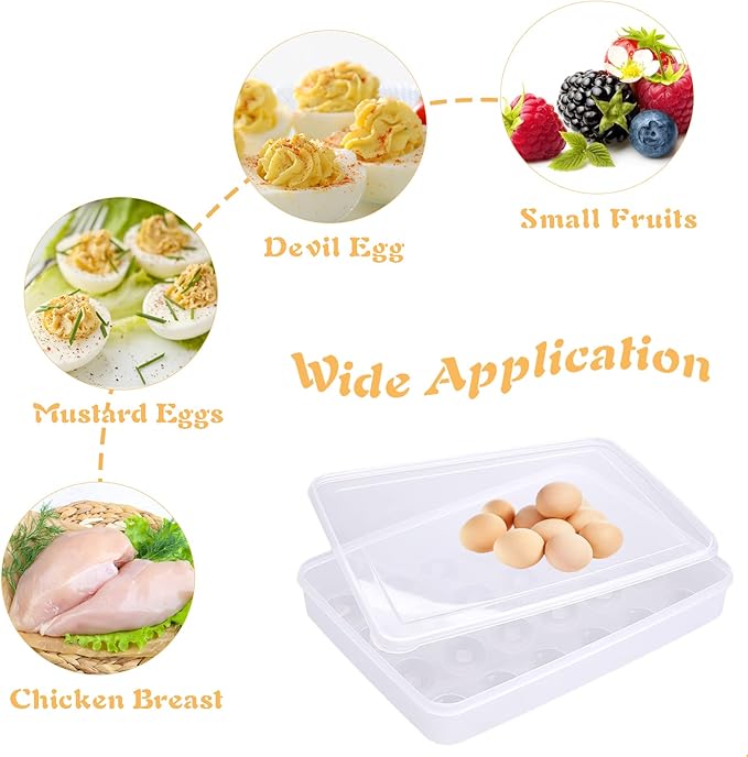 96 Egg Holders for Refrigerator,4 Set Clear Deviled Egg Tray with Lid,Plastic Egg Storage Container,Egg Organizer for Protect and Keep Fresh,24 Egg Tray x 4 Pack