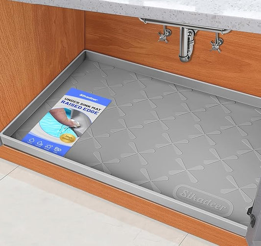 SIKADEER 34" x 22" Under Sink Mat Waterproof, Silicone Mat Kitchen Drawer Shelf and Cabinet Liner, Sink Protector for Kitchen Organizers and Storage, Boot Tray Pet Food Mats