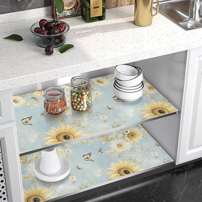 Quttisay Shelf Liner for Kitchen Cabinets Non Adhesive Drawer Liner,Cabinet Liner for Shelves,Non Slip Kitchen Drawer Liners for Dresser,Waterproof Shelf Paper for Refrigerator,Cupboard,12In x 16.4FT