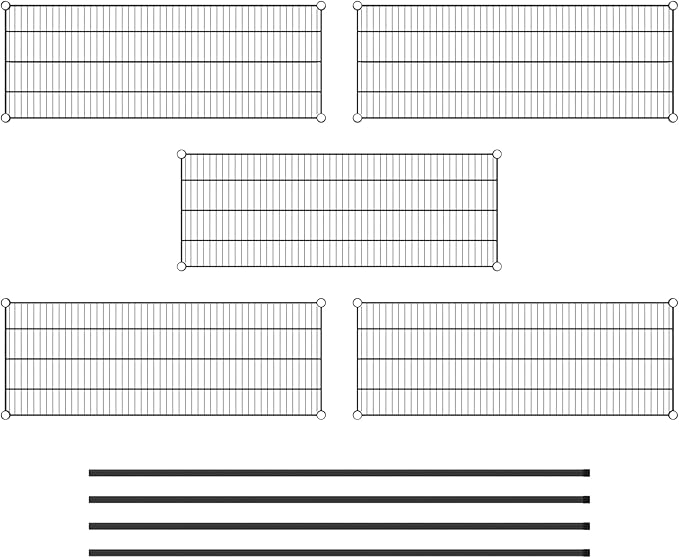 Commercial NSF Listed Black Epoxy Stationary Wire Shelving Kit 18" x 48" x 74", with 5 Shelves Perfect for Warehouse, Walk-in Refrigerator, Freezer, Grocery Store, Restaurant, Dishroom
