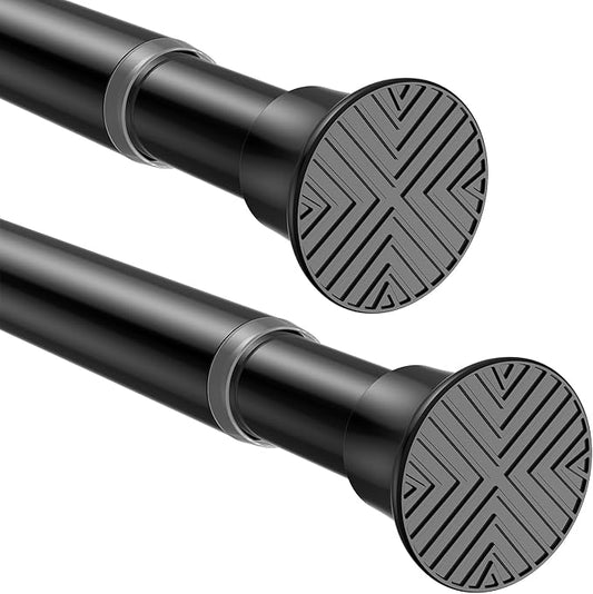 2Pack Black Tension Curtain Rods 31 to 62 Inch,Small Curtain Rods No Drilling,Short Tension Rod Adjustable Spring Curtain Rod for Windows,Door,Close,Pressure Rod
