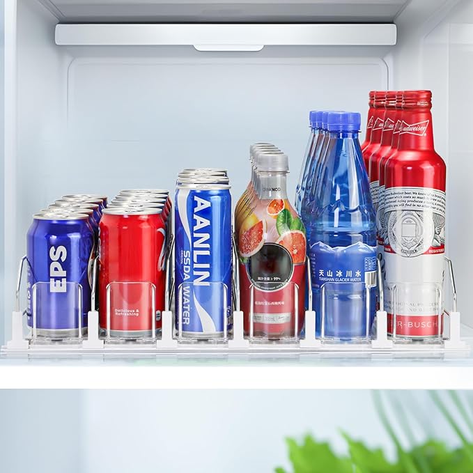Upgraded Drink Organizer for Fridge，Soda Can Dispenser for Refrigerator，Automatic Self-Pushing Drink Pusher，Space-Saving Fridge Storage，Holds up to 30-35 Cans, 6 Row