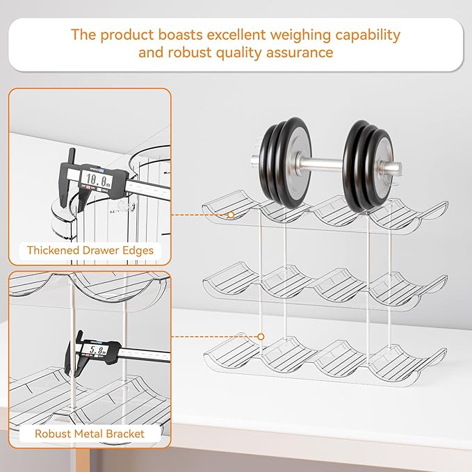 Yieach 3 Tier Stackable Water Bottle Organizer for Cabinets 40 oz Stanley Cup,Yeti and Other Tumbler Organizer,Larger Compartment Stanley Cup Holder,Waterbottle Storage and Wine Rack for Fridge