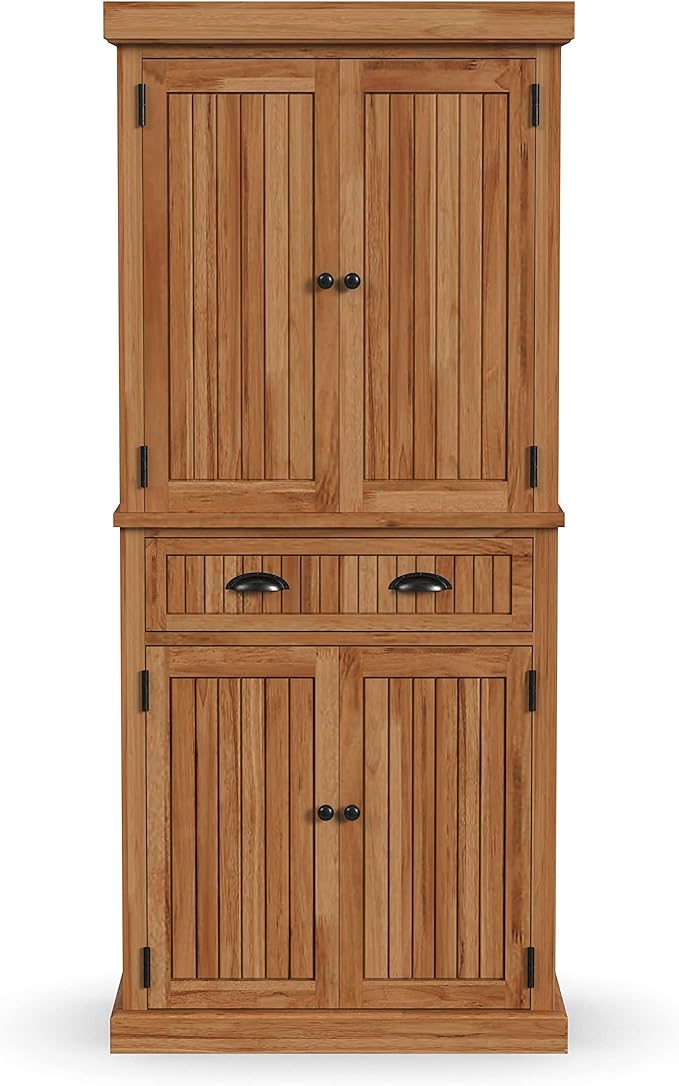 Homestyles Nantucket Natural Wood Pantry with Four Doors