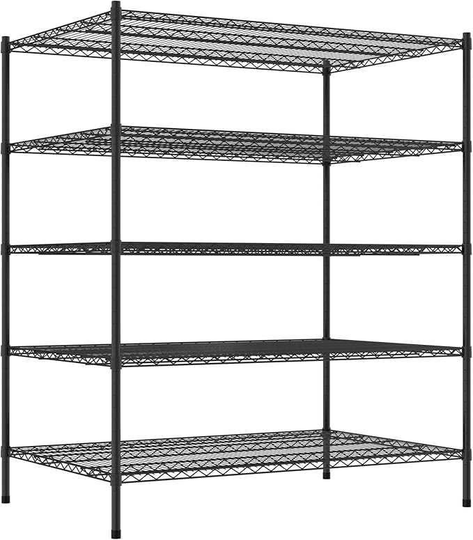 Commercial NSF Listed Black Epoxy Stationary Wire Shelving Kit 36" x 54" x 64", with 5 Shelves Perfect for Warehouse, Walk-in Refrigerator, Freezer, Grocery Store, Restaurant, Dishroom