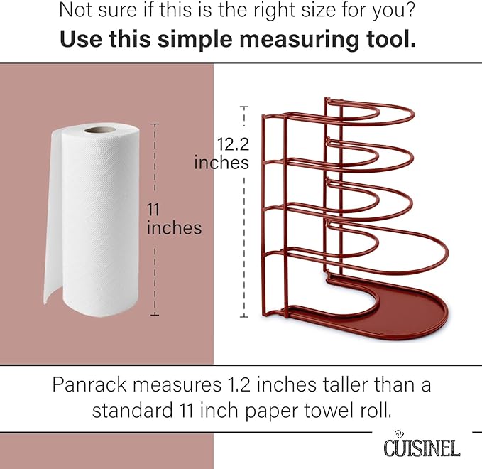 Cuisinel Pan Organizer for Cast Iron Skillets, Griddles and Pots - Heavy Duty Steel Construction - Holds Up to 50 LBS - Red 12.2 Inch - No Assembly Required