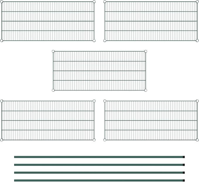 Commercial NSF Listed Green Epoxy Stationary Wire Shelving Kit 21" x 48" x 86", with 5 Shelves Perfect for Warehouse, Walk-in Refrigerator, Freezer, Grocery Store, Restaurant, Dishroom