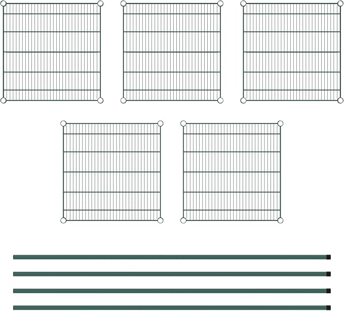 Commercial NSF Listed Green Epoxy Stationary Wire Shelving Kit 24" x 24" x 74", with 5 Shelves Perfect for Warehouse, Walk-in Refrigerator, Freezer, Grocery Store, Restaurant, Dishroom