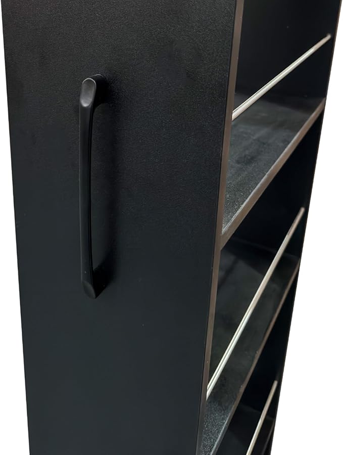 7-Tier Slim Pull-Out Storage Cart with Wheels – Multi-Functional Mobile Organizer, 7 Open Shelves + Top, Adjustable Height, Protection Bars, Perfect for Kitchen, Living Room & Narrow Spaces (Black)