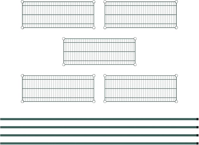 Commercial NSF Listed Green Epoxy Stationary Wire Shelving Kit 14" x 36" x 96", with 5 Shelves Perfect for Warehouse, Walk-in Refrigerator, Freezer, Grocery Store, Restaurant, Dishroom