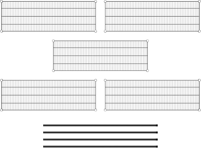 Commercial NSF Listed Black Epoxy Stationary Wire Shelving Kit 18" x 54" x 64", with 5 Shelves Perfect for Warehouse, Walk-in Refrigerator, Freezer, Grocery Store, Restaurant, Dishroom