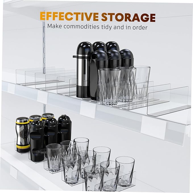 10pcs Commodity Divider Plastic Storage Shelves Clear Shelf Retail Holders L- Shaped Side Divider Shelf for Fridge Bookshelf Acrylic