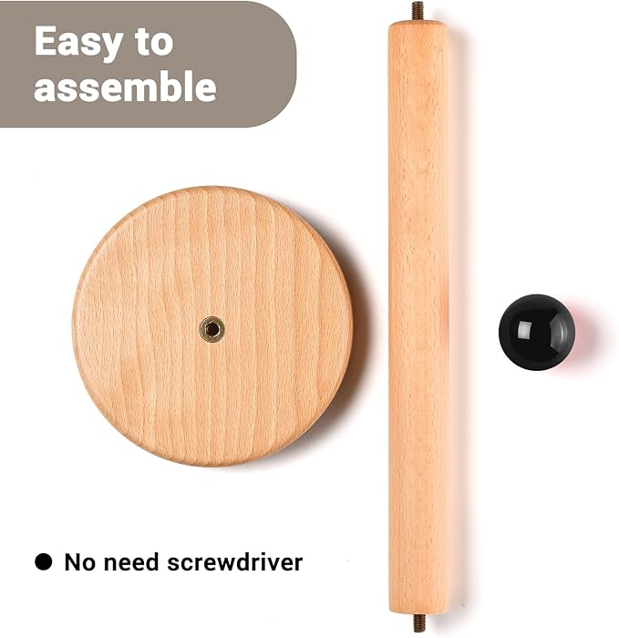Paper Towel Holder, Wooden Kitchen Roll Stand (Black Ball)